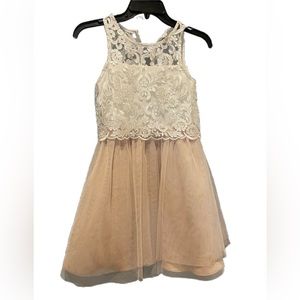 Rare editions lace floral Girls dress . Cream and ivory. Worn once.
